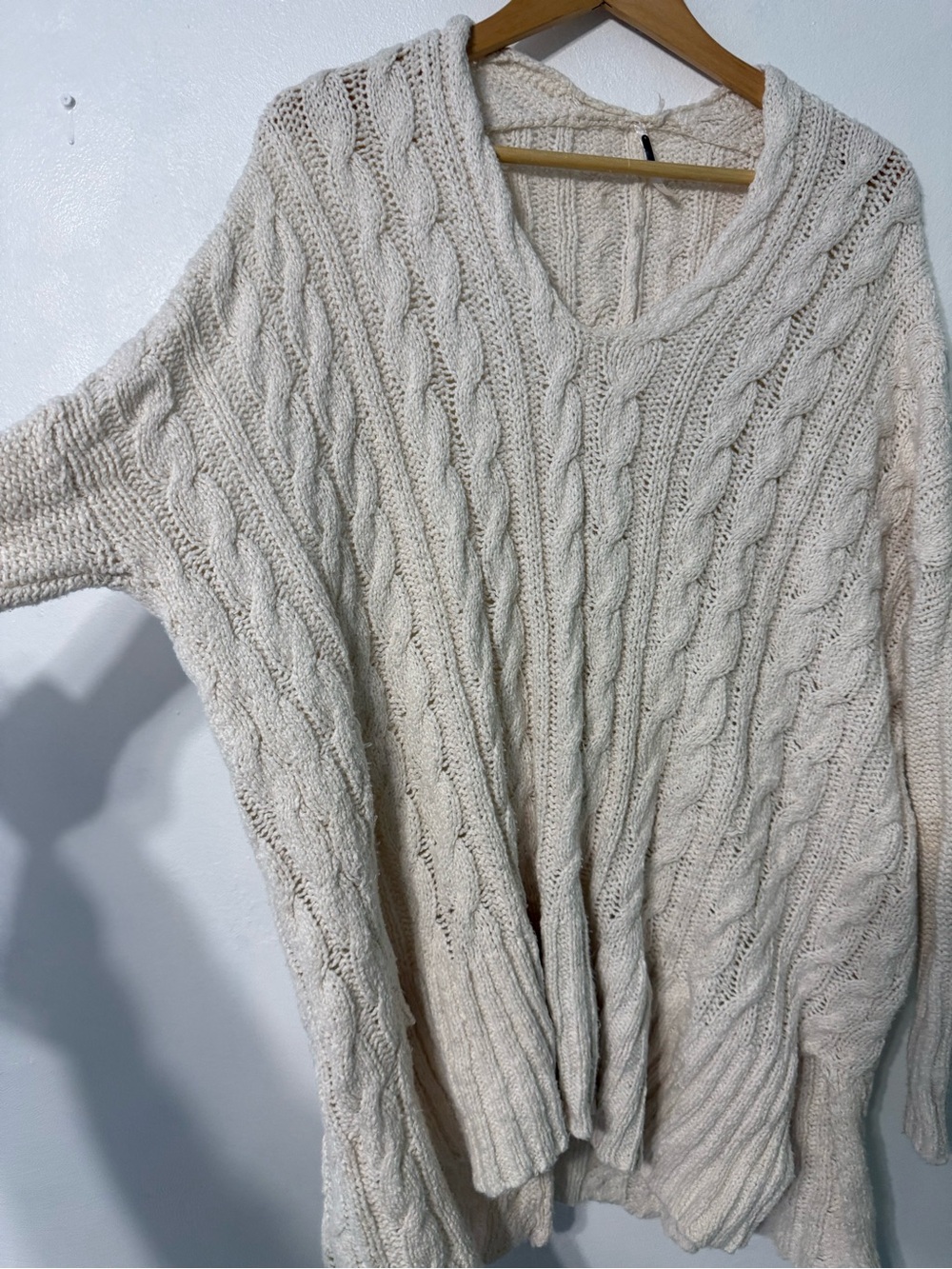 Free People Easy Cable V-Neck Sweater Ivory see tag - Picture 6 of 10